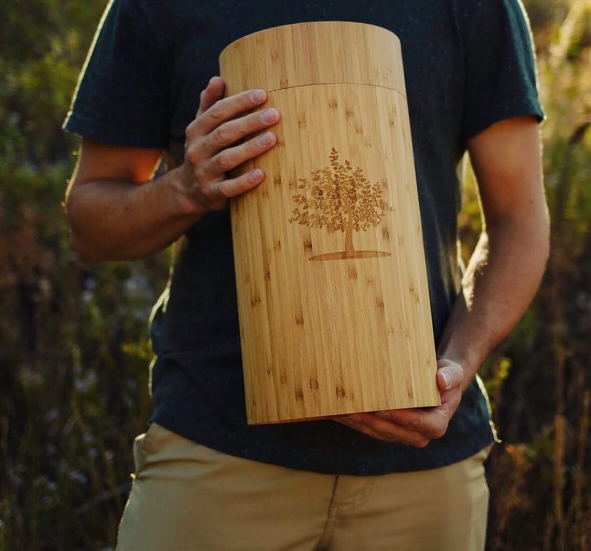 Man holding Living Tree Urn
